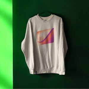 Lane seven Cream Crewneck Sweater with Pink and Orange Graphic